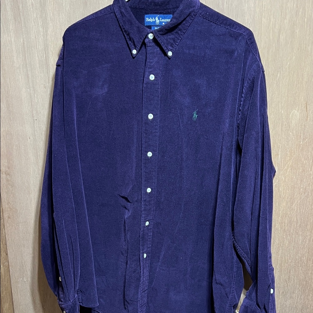Ralph Lauren Men's Dark Purple Corduroy Shirt